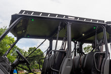 Load image into Gallery viewer, Product shot of Heise Dome/Cargo lights installed and lit in white and green on underside of Swamp Ox UTV roof rack. Six lights lit up in total, four green and two white.
