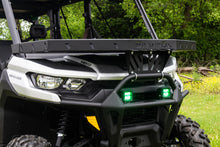Load image into Gallery viewer, TWo Heise 3 inch Green Cubes installed on front of UTV. 

